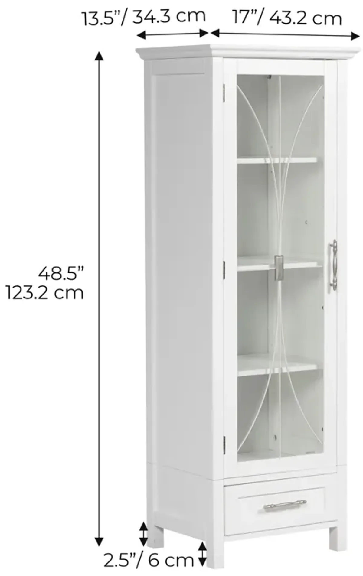 Teamson Home Delaney Wooden Linen Cabinet with Drawer, White