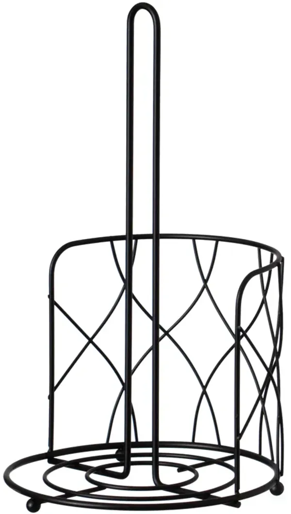 Freestanding Black Iron Towel Paper Holder Stand Roll Dispenser with Frame for Kitchen