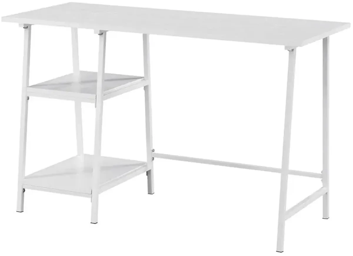 Convenience Concepts Designs2Go Trestle Wood Metal Desk with Removable Shelves