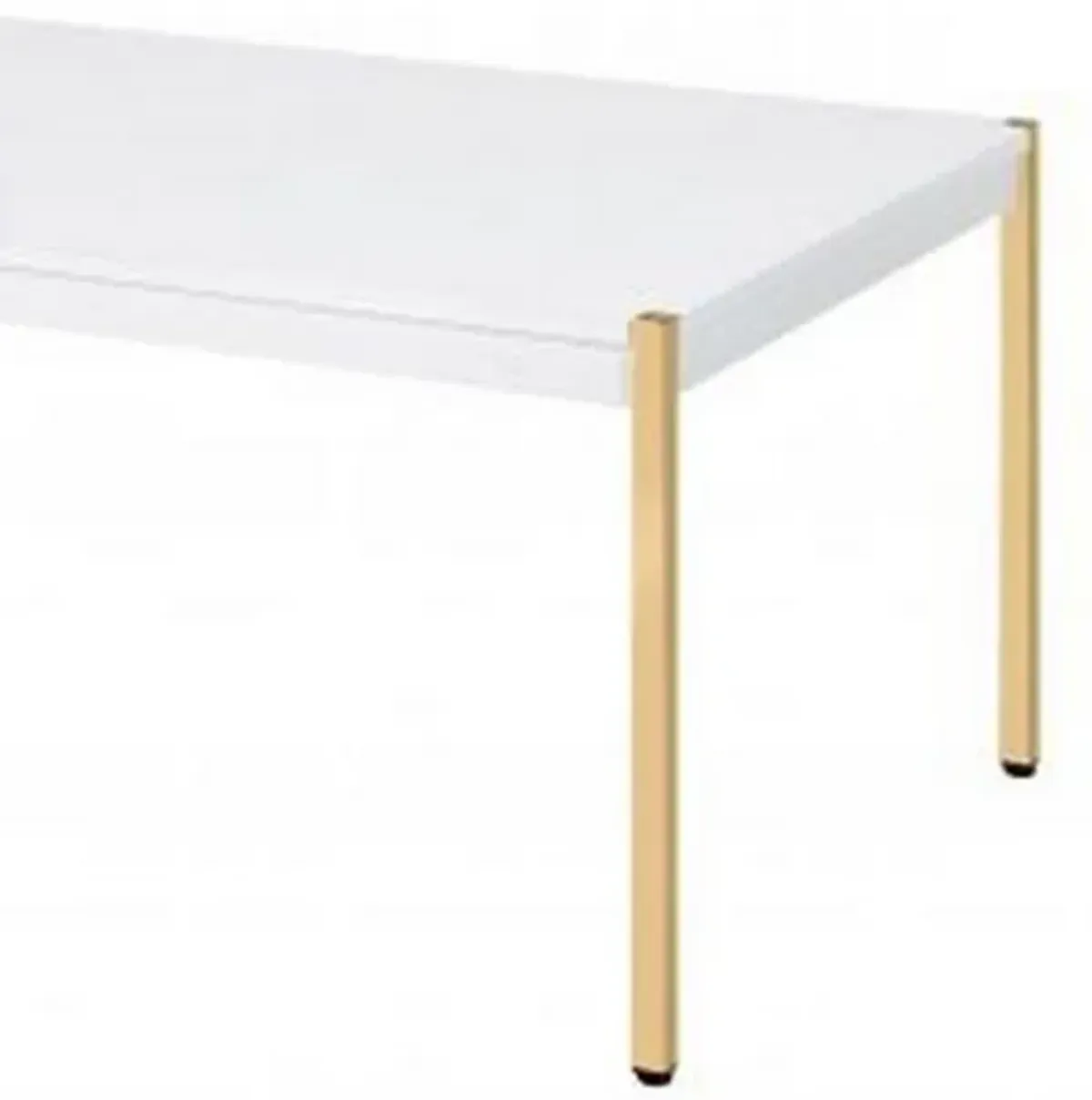 Coffee Table with Metal Tube Legs, White and Gold-Benzara