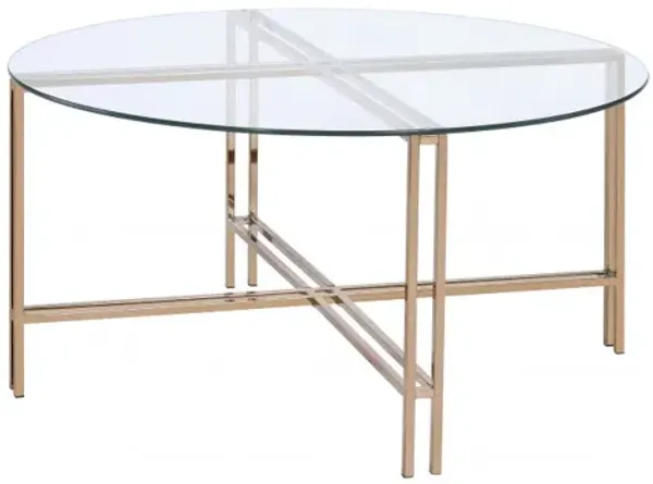Hivvago 35" Champagne And Clear Glass Round Coffee Table