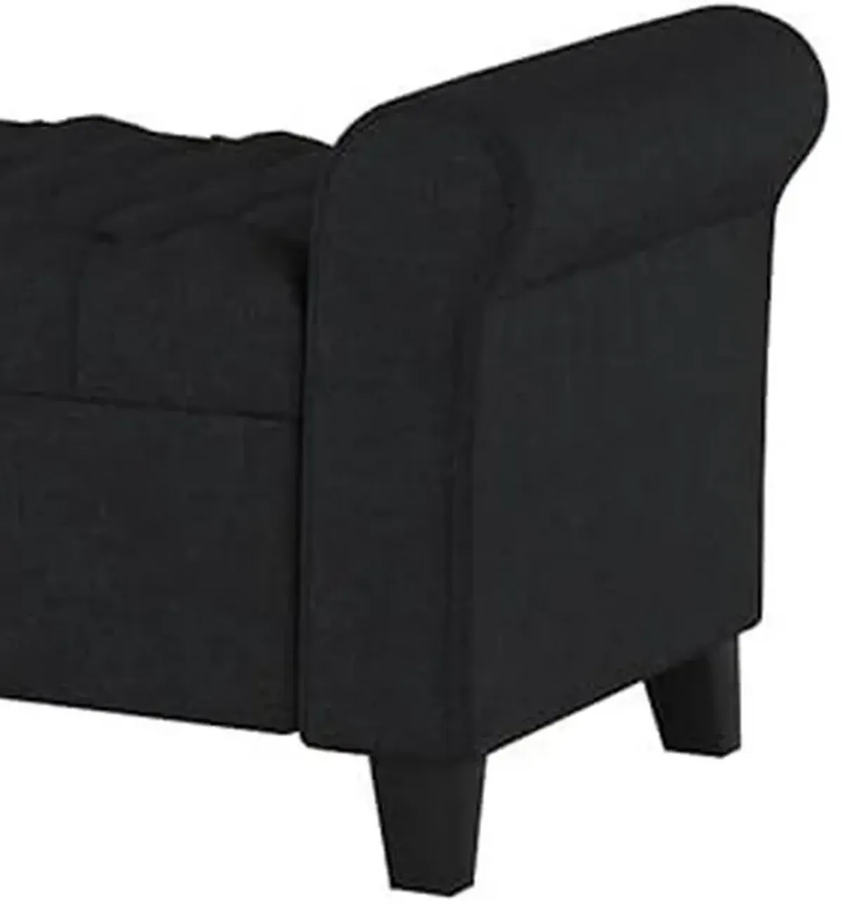 Shawn Storage Bench with Rolled Arms, 50 Inch Button Tufted Dark Gray  - Benzara