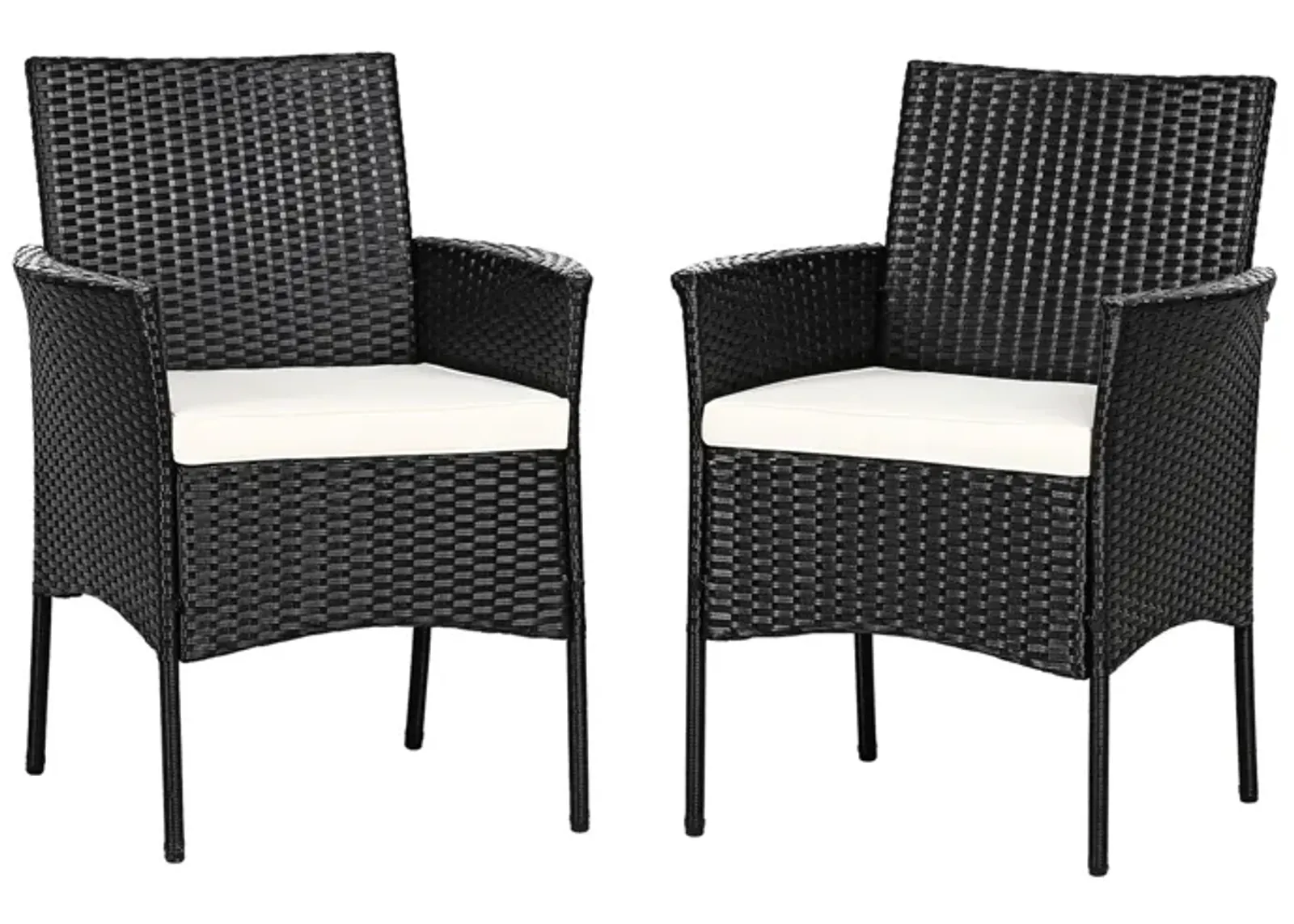 2 Pieces Patio Wicker Chairs with Cozy Seat Cushions