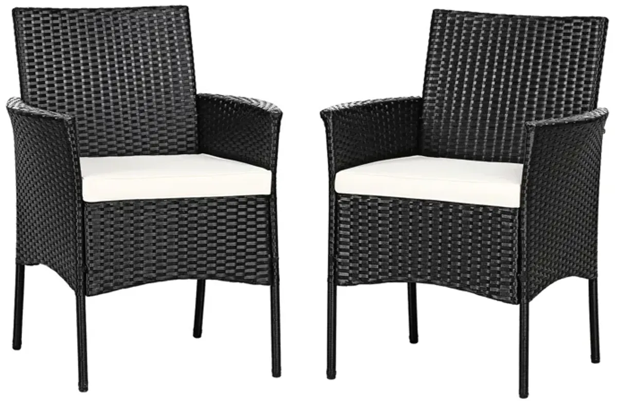 2 Pieces Patio Wicker Chairs with Cozy Seat Cushions