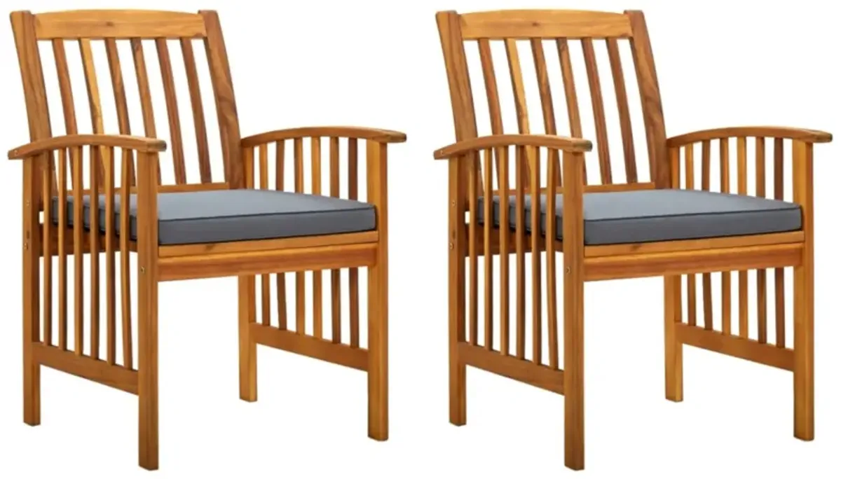 vidaXL Garden Dining Chairs 2 pcs with Cushions Solid Acacia Wood