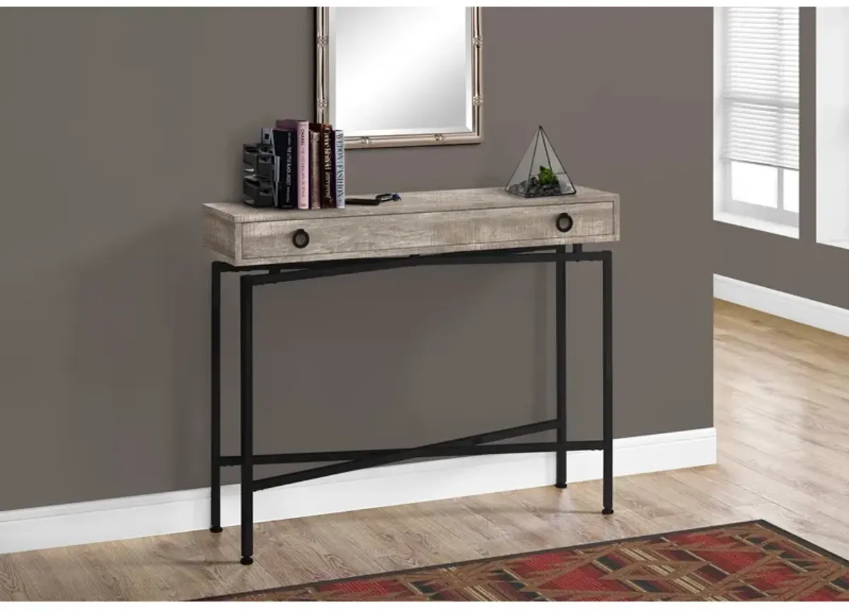 Monarch Specialties I 3455 Accent Table, Console, Entryway, Narrow, Sofa, Storage Drawer, Living Room, Bedroom, Metal, Laminate, Beige, Black, Contemporary, Modern