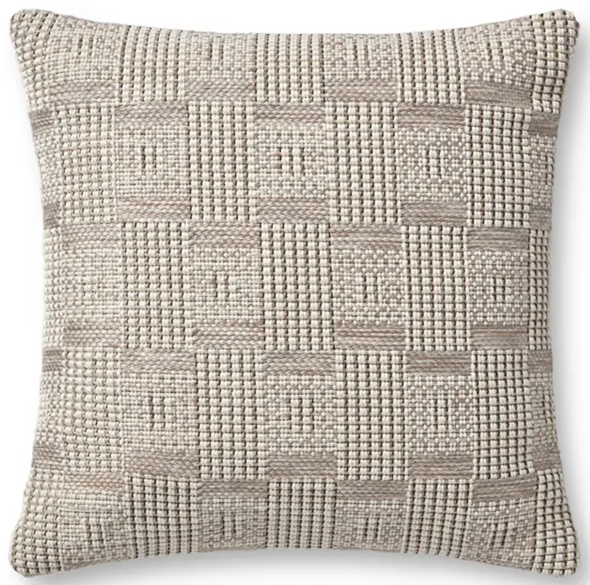 Marisole PAL0044 Taupe/Natural 22''x22'' Polyester Pillow by Amber Lewis x Loloi