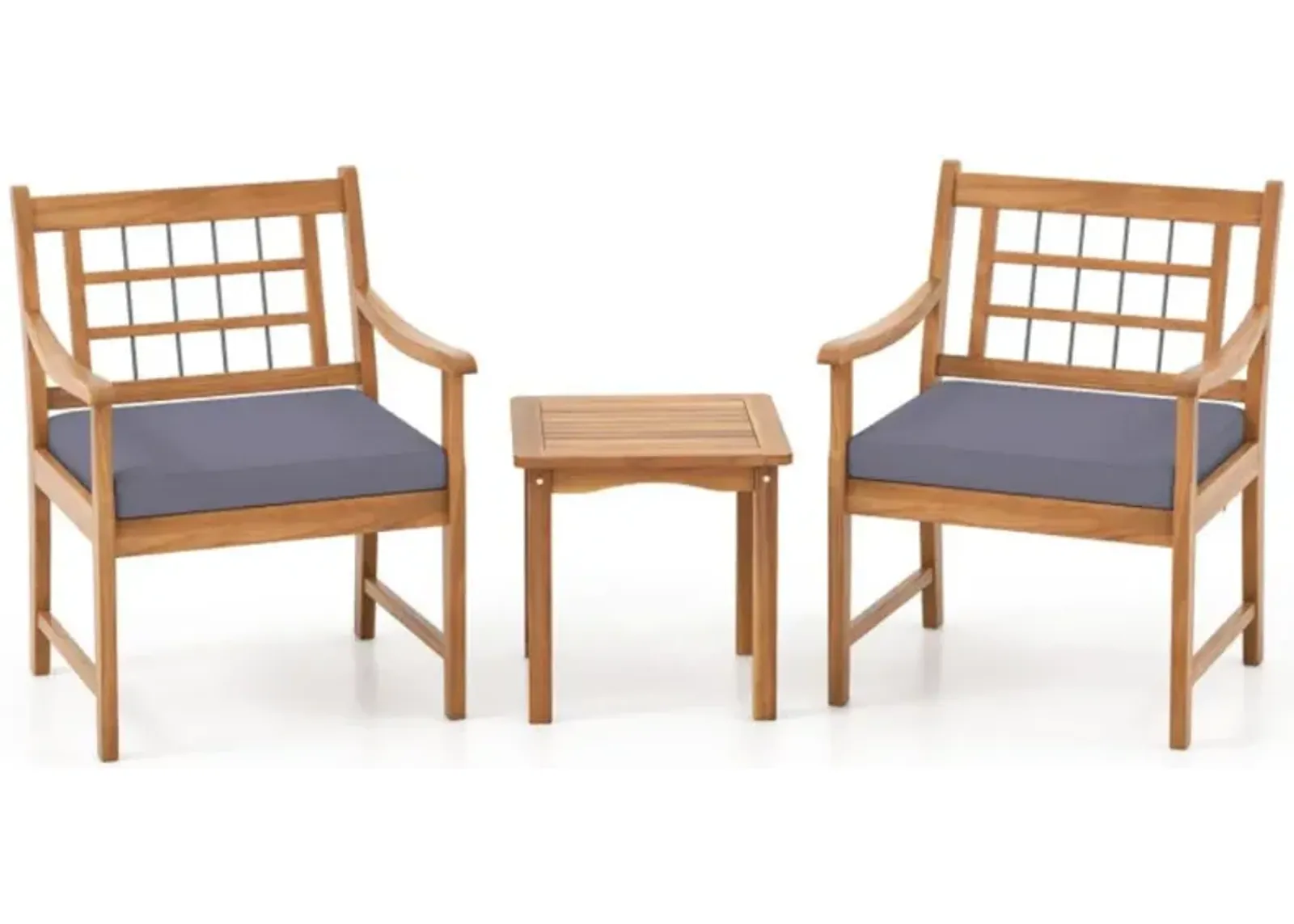 Hivvago 3 Piece Wood Patio Furniture Set with Seat Cushions and Acacia Wood Frame