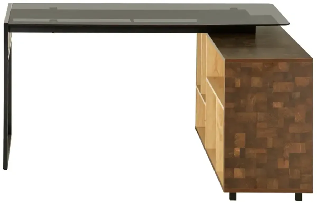 L-SHAPED Corner Desk with Multiple Storage, Oak