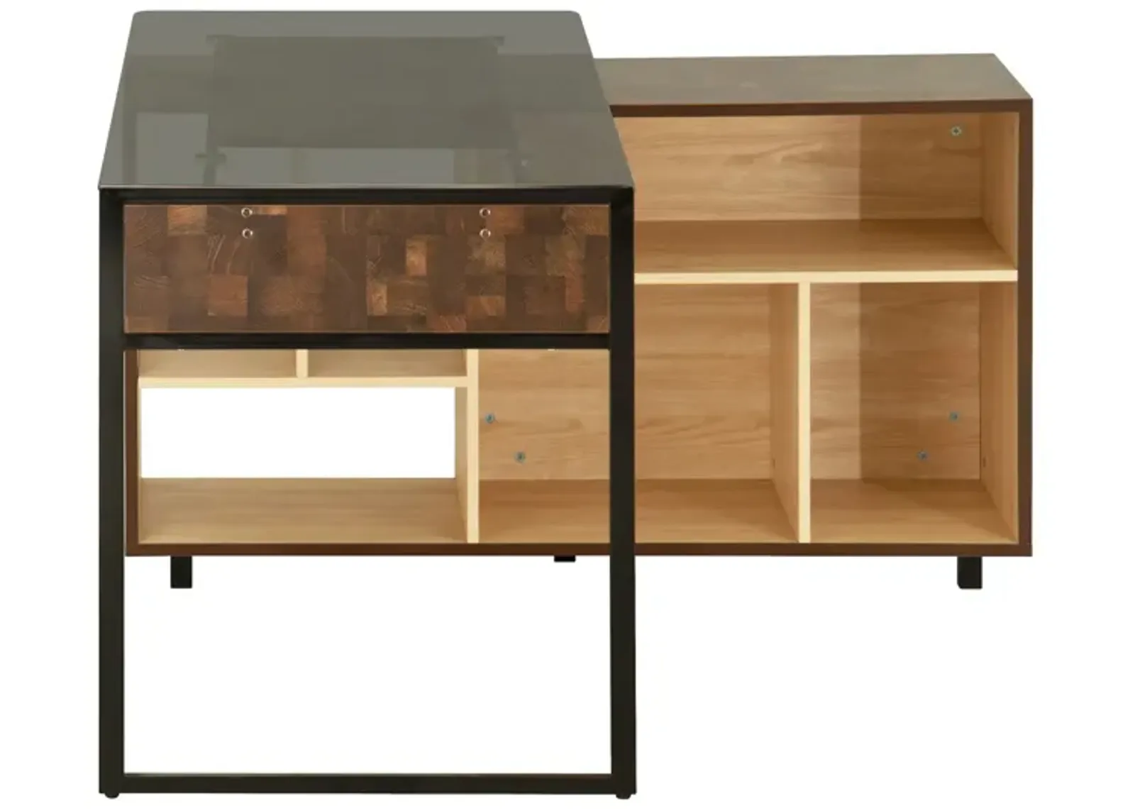 L-SHAPED Corner Desk with Multiple Storage, Oak