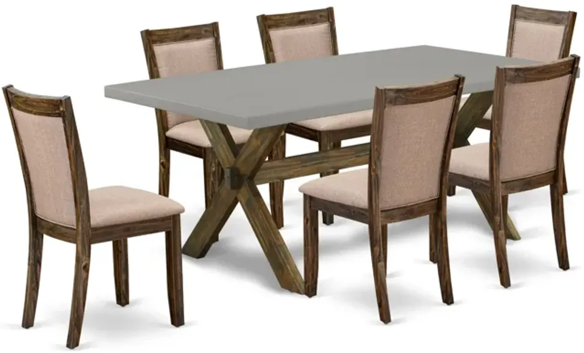 East West Furniture X797MZ716-7 7Pc Dining Room Set - Rectangular Table and 6 Parson Chairs - Multi-Color Color