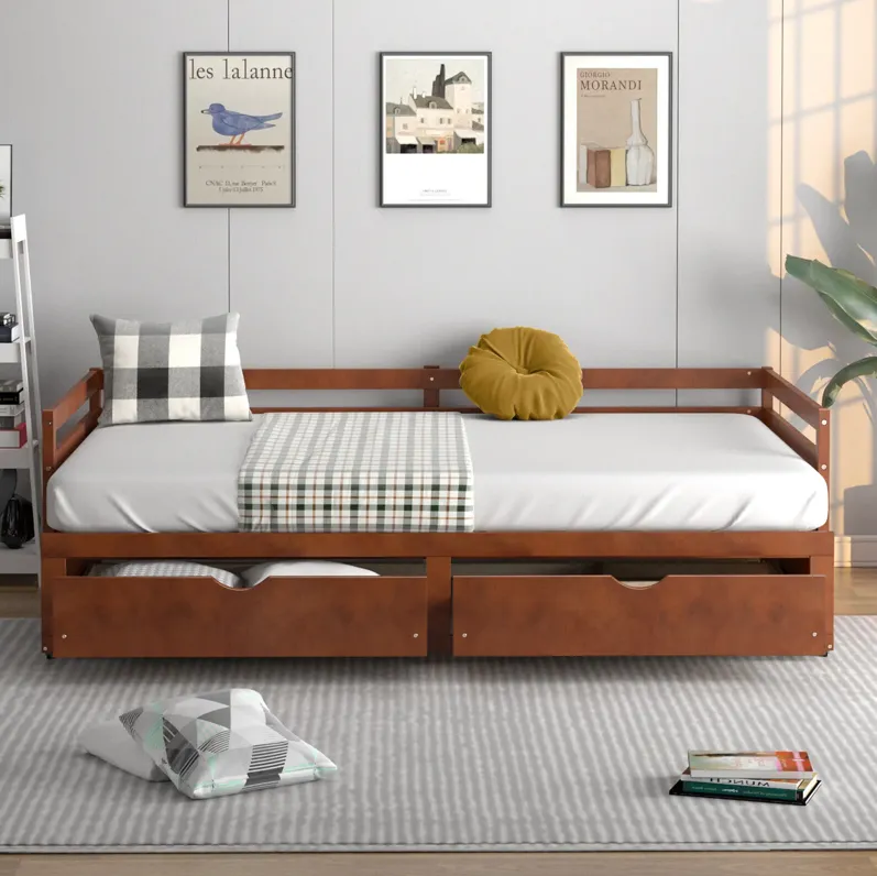 Extendable Twin to King Daybed with Trundle and 2 Storage Drawers