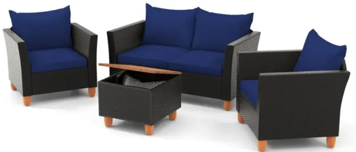 Hivvago 4 Pieces Outdoor Conversation Set with Storage Coffee Table