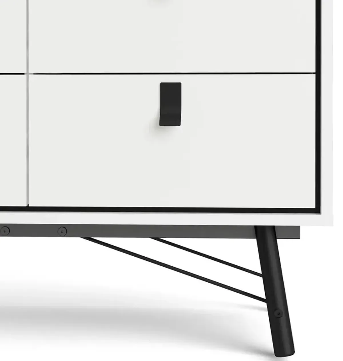 Tvilum Ry 6 Drawer Chest, White Matte/Black