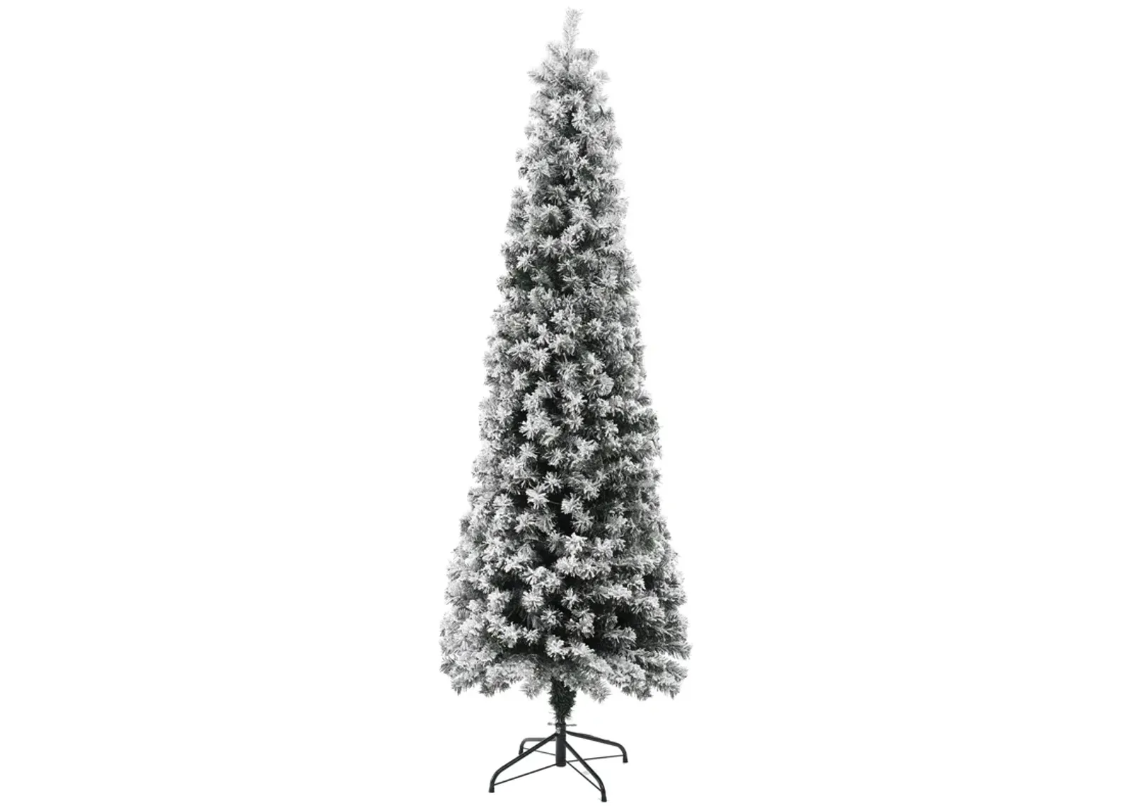 LuxenHome 7Ft Pre-Lit LED Artificial Snow Flocked Slim Fir Christmas Tree