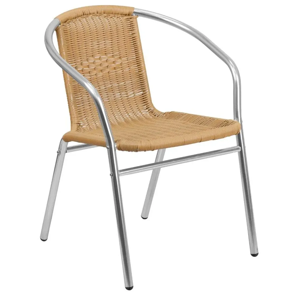 Flash Furniture 27.5'' Square Aluminum Indoor-Outdoor Table Set with 2 Beige Rattan Chairs