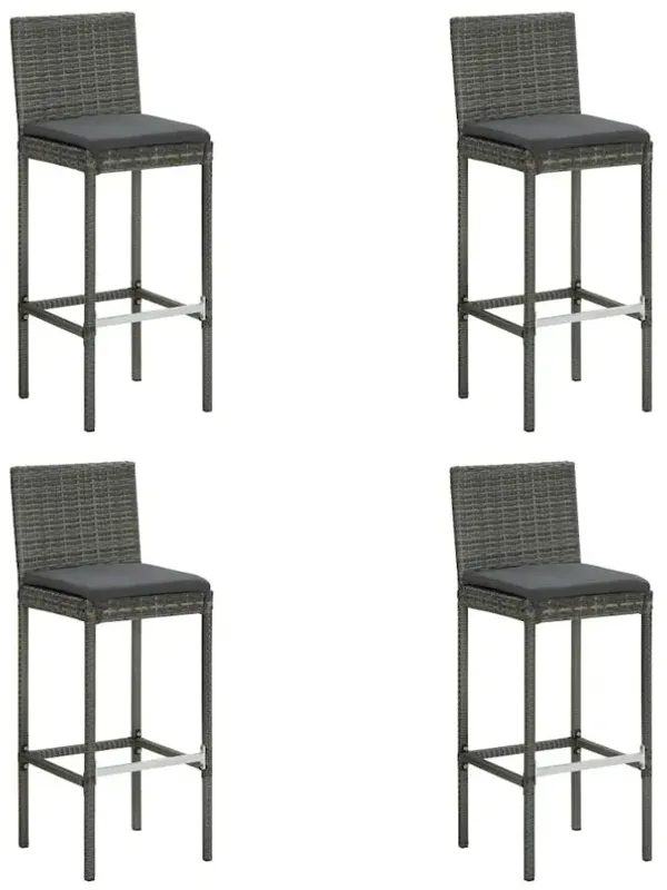 Bar Stool Set of 4 Grey Poly rattan Counter height