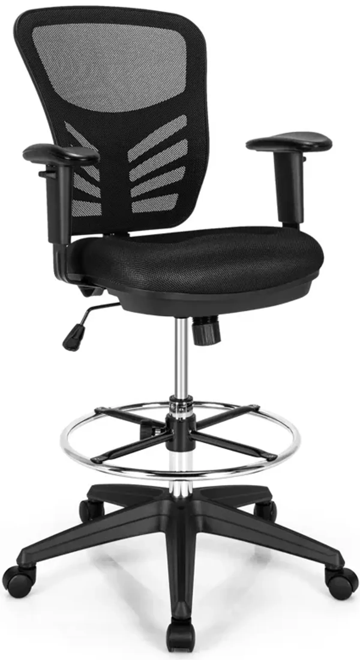 Mesh Drafting Chair Office Chair with Adjustable Armrests and Foot-Ring