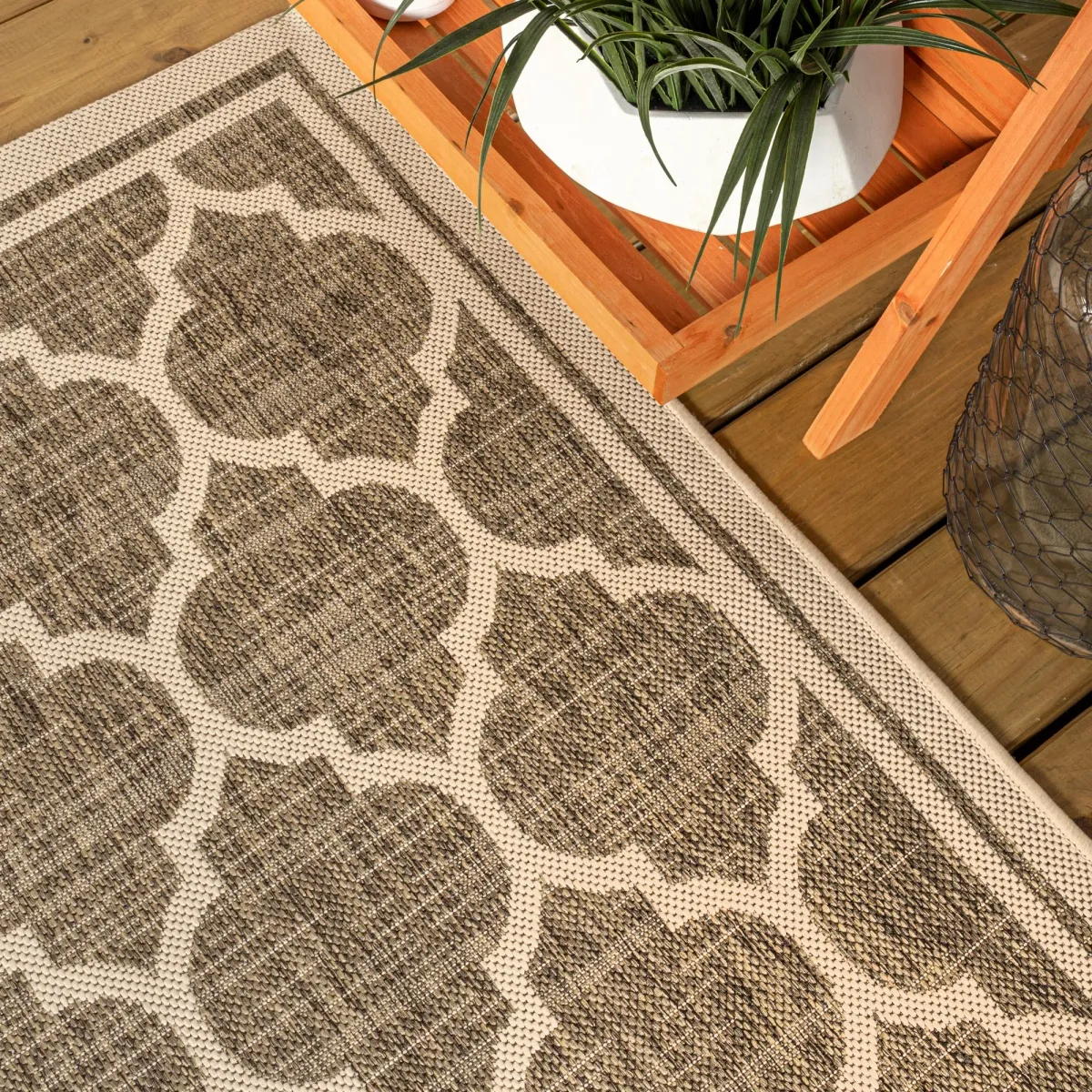 Trebol Moroccan Trellis Textured Weave Indoor/Outdoor Area Rug