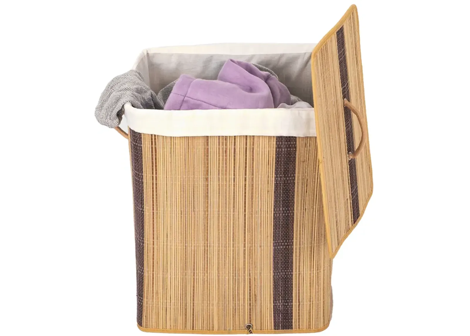 Rectangle Coconut Sticks Collapsible Waterproof Laundry Hamper with Lid and Handles for Organizer, Clothes, Toy Durable Folder Washing Bin for Easy Carrying