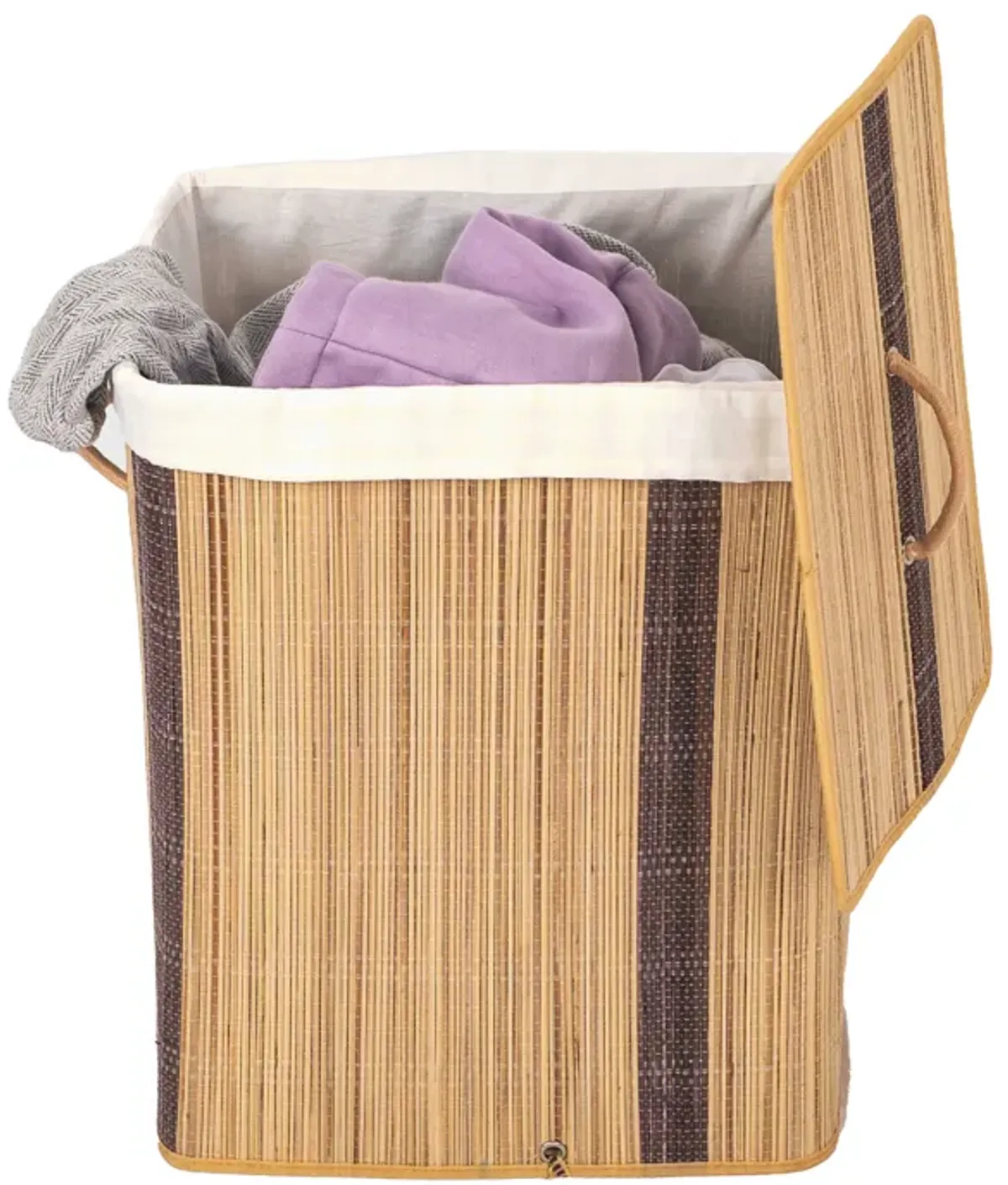 Rectangle Coconut Sticks Collapsible Waterproof Laundry Hamper with Lid and Handles for Organizer, Clothes, Toy Durable Folder Washing Bin for Easy Carrying