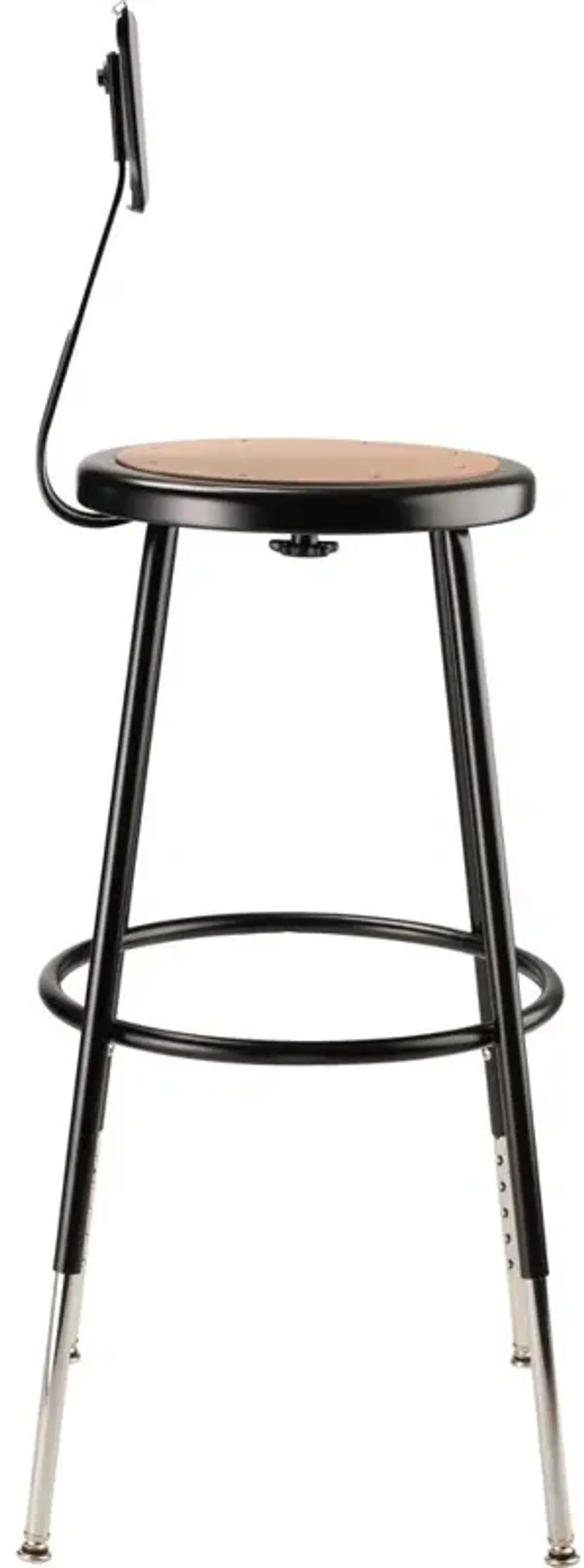 NPS® 25"-33" Height Adjustable Heavy Duty Steel Stool With Backrest, Black