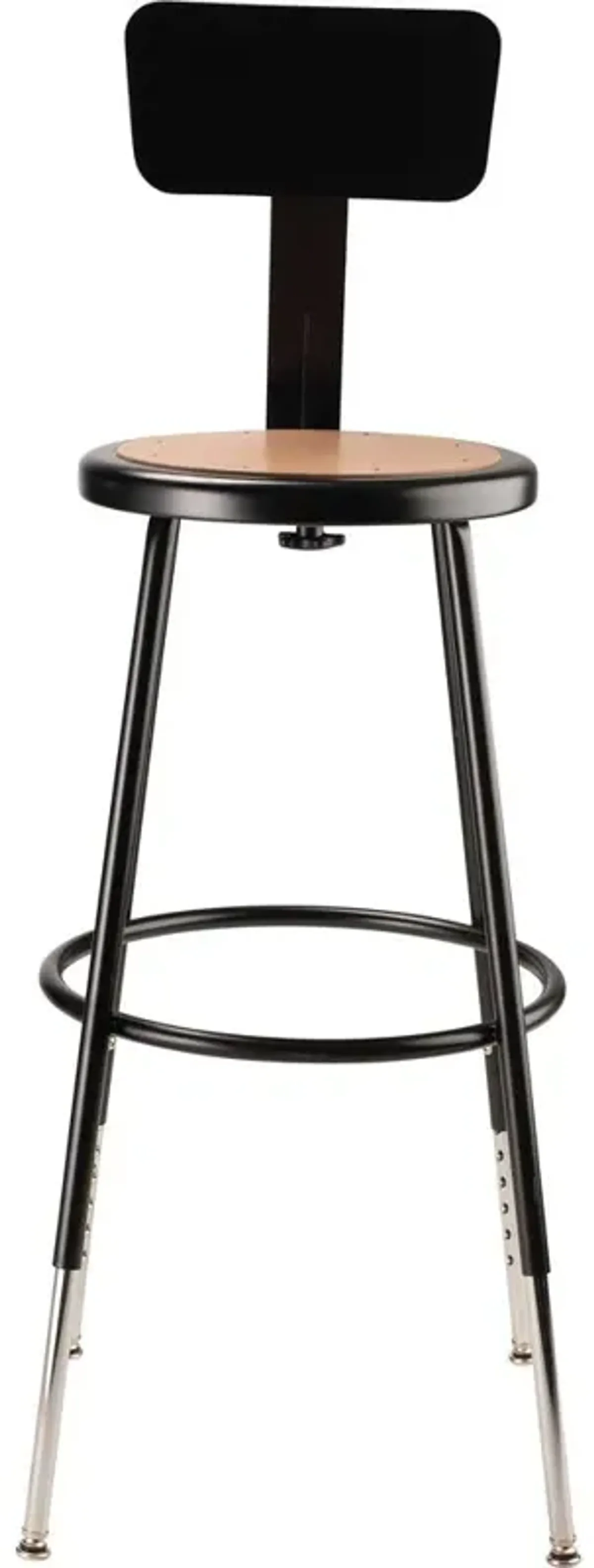 NPS® 25"-33" Height Adjustable Heavy Duty Steel Stool With Backrest, Black