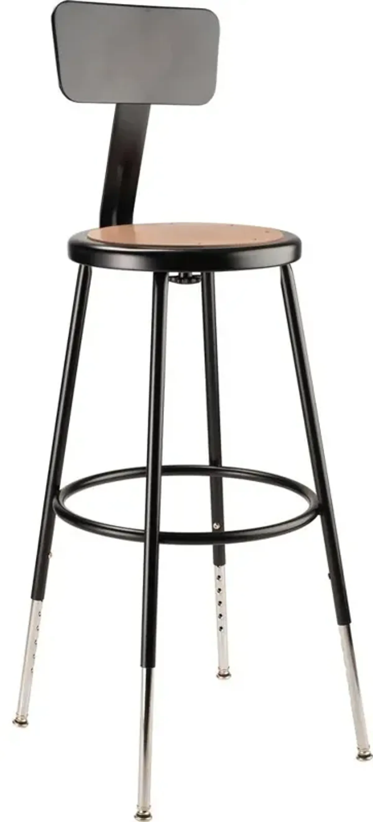 NPS® 25"-33" Height Adjustable Heavy Duty Steel Stool With Backrest, Black