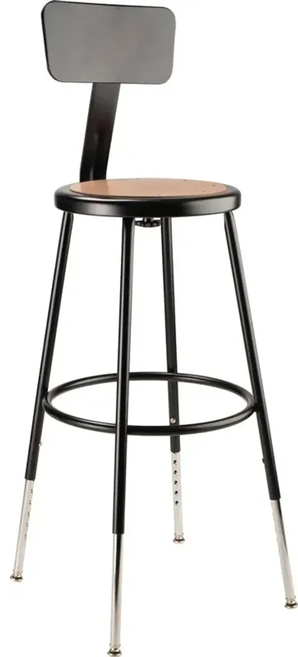 NPS® 25"-33" Height Adjustable Heavy Duty Steel Stool With Backrest, Black