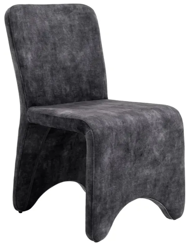 Cid Lou 19 Inch Side Dining Chair Set of 2, Gray Polyester, Panel Frame - Benzara