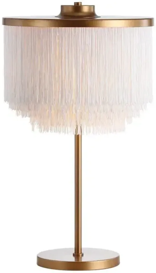 Coco Fringed/Metal LED Table Lamp