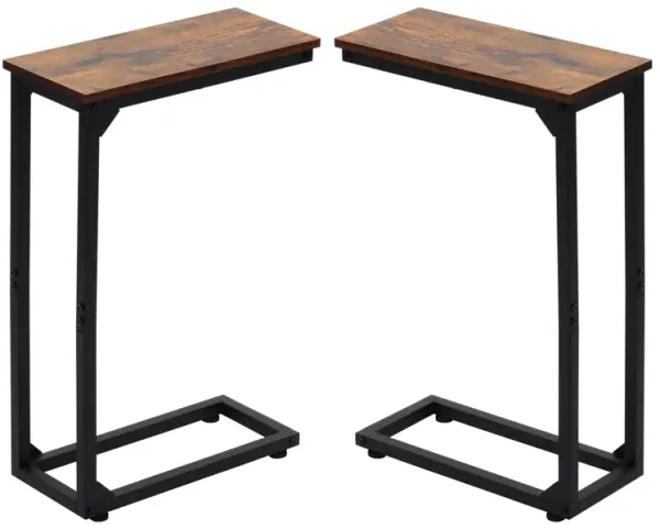DALEMHOME C Shaped End Table Set of 2, Couch Side Table for Small Spaces, Slide Under Sofa TV Tray Snack Arm Table for Living Ro
