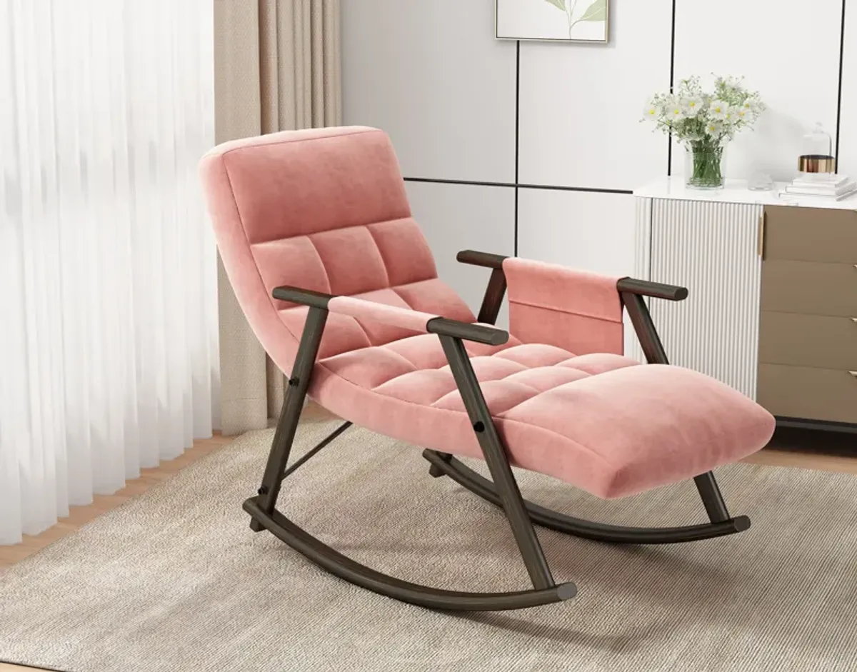 Space-Saving, Adjustable Rocking Chair with Sturdy Iron Frame & Comfortable Cushions