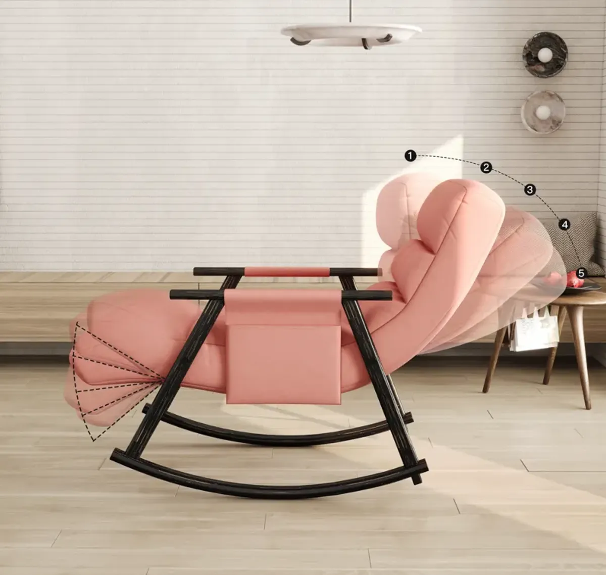 Space-Saving, Adjustable Rocking Chair with Sturdy Iron Frame & Comfortable Cushions