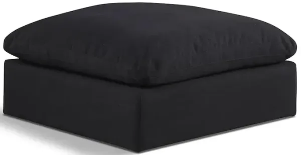 Meridian Furniture Comfy Black Linen Textured Fabric Modular Ottoman