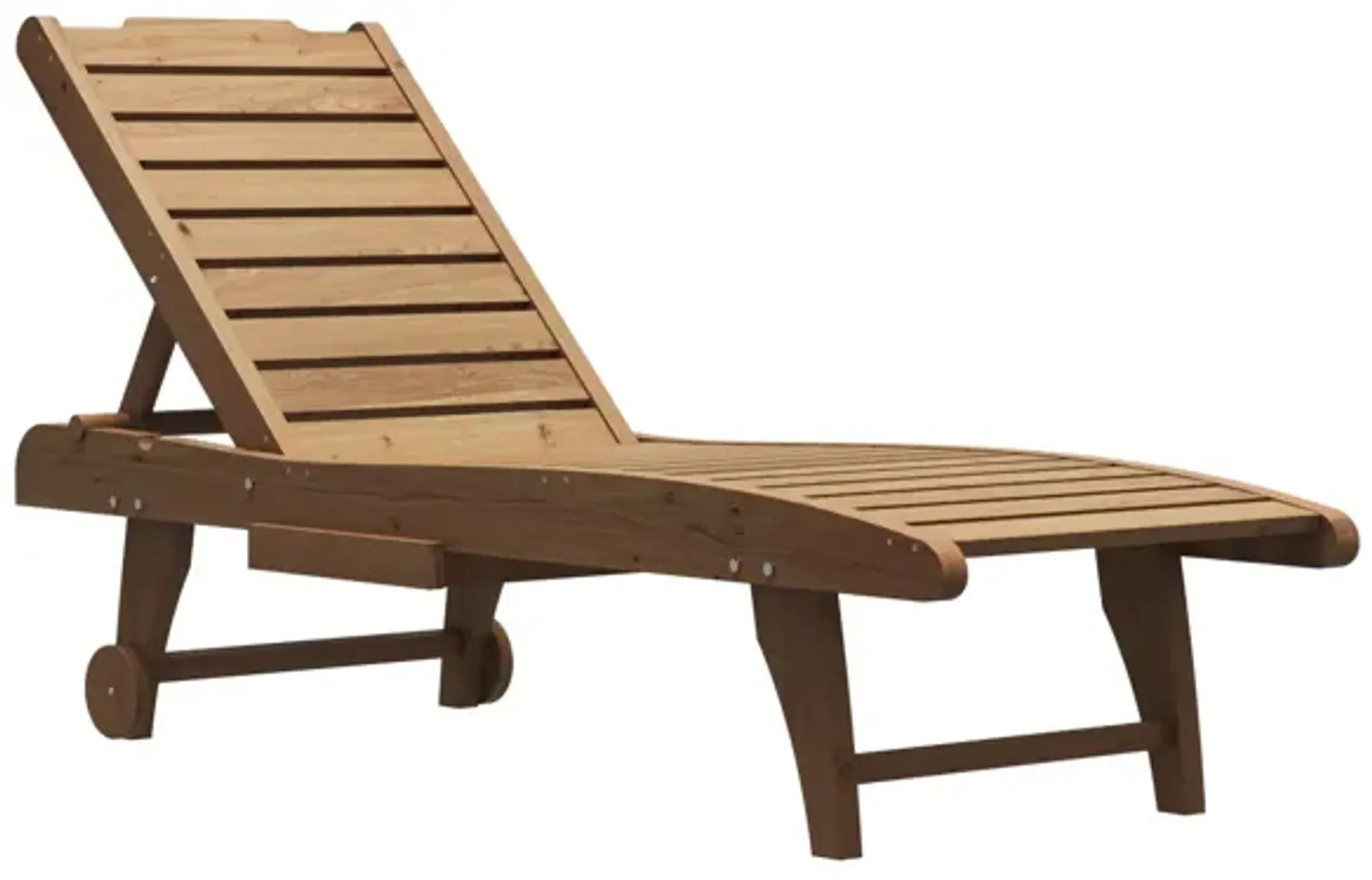 FUFU&GAGA Chaise Lounge Chair Brown Wood Frame Chaise Lounge Chair with Slat Seat(71.7" W x 22.8" D x 35.8" H),Brown