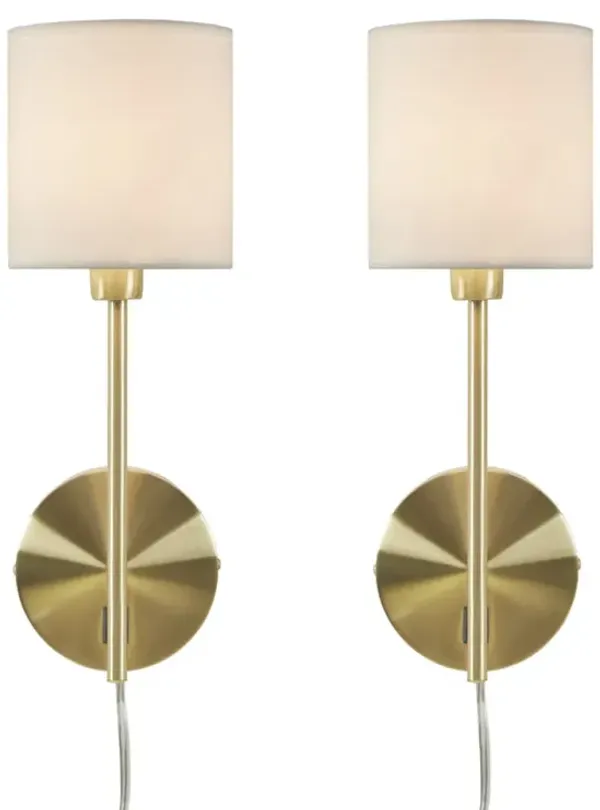 Conway Metal Wall Sconce With Cylinder Shade, Set Of 2