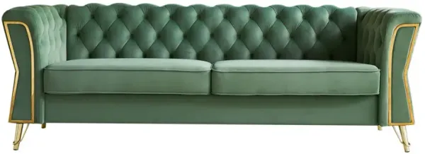Modern Tufted Velvet Sofa For Living Room Mint Green Color