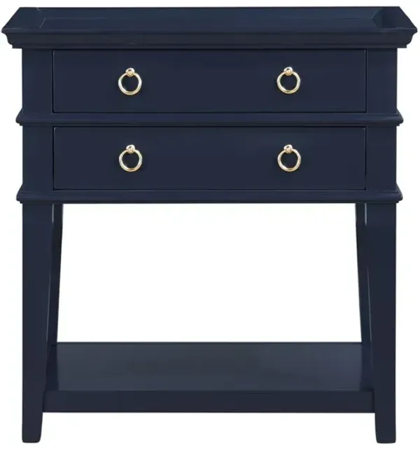 Clara Midnight Blue 2-Drawer Tray Top Nightstand
