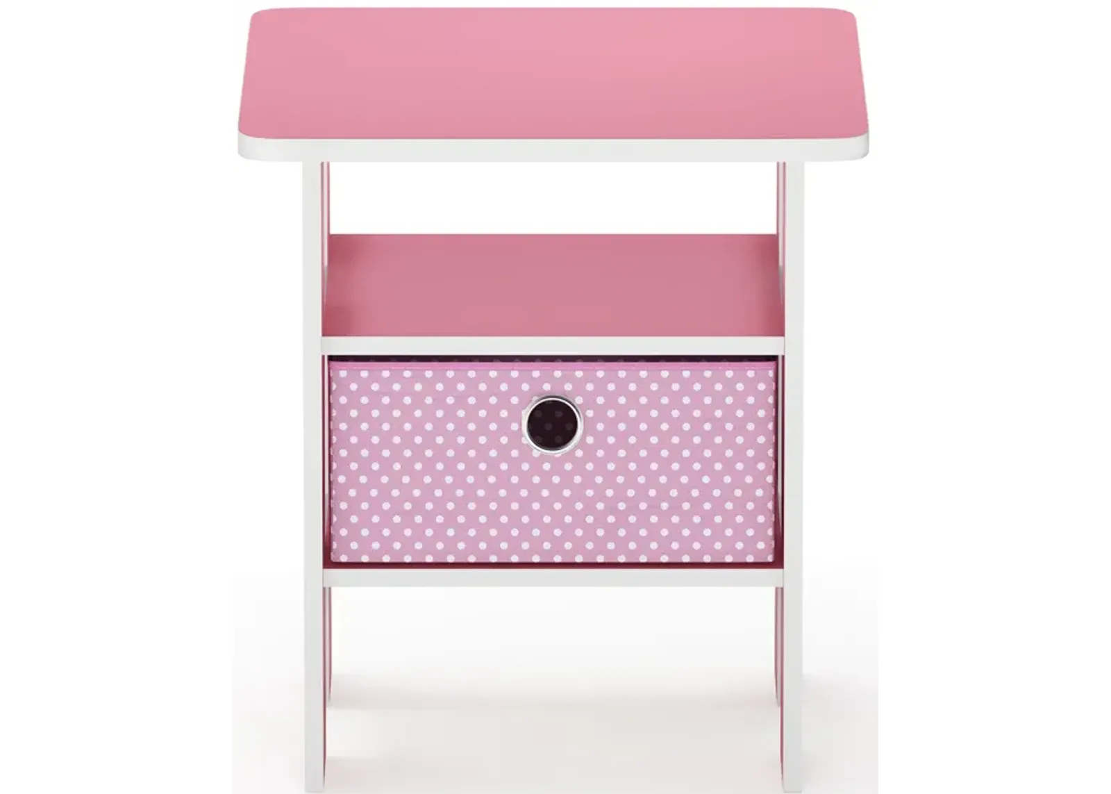 Furinno Andrey End Table Nightstand with Bin Drawer, Pink, 11157/PI/LPI