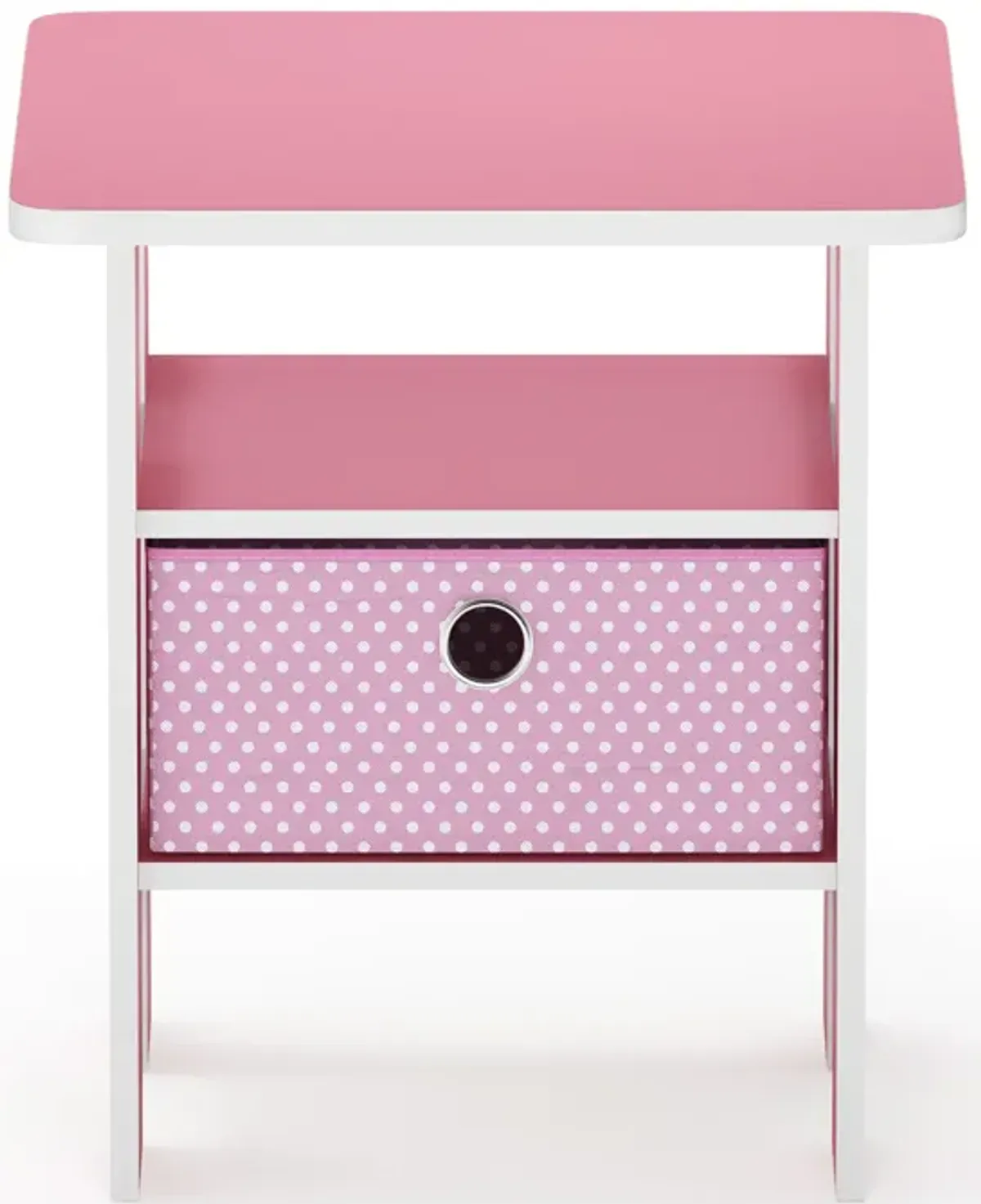 Furinno Andrey End Table Nightstand with Bin Drawer, Pink, 11157/PI/LPI