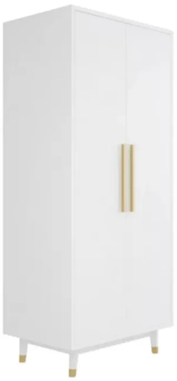 Mid-Century Style 2-Door Closet Armoire for Bedroom Storage