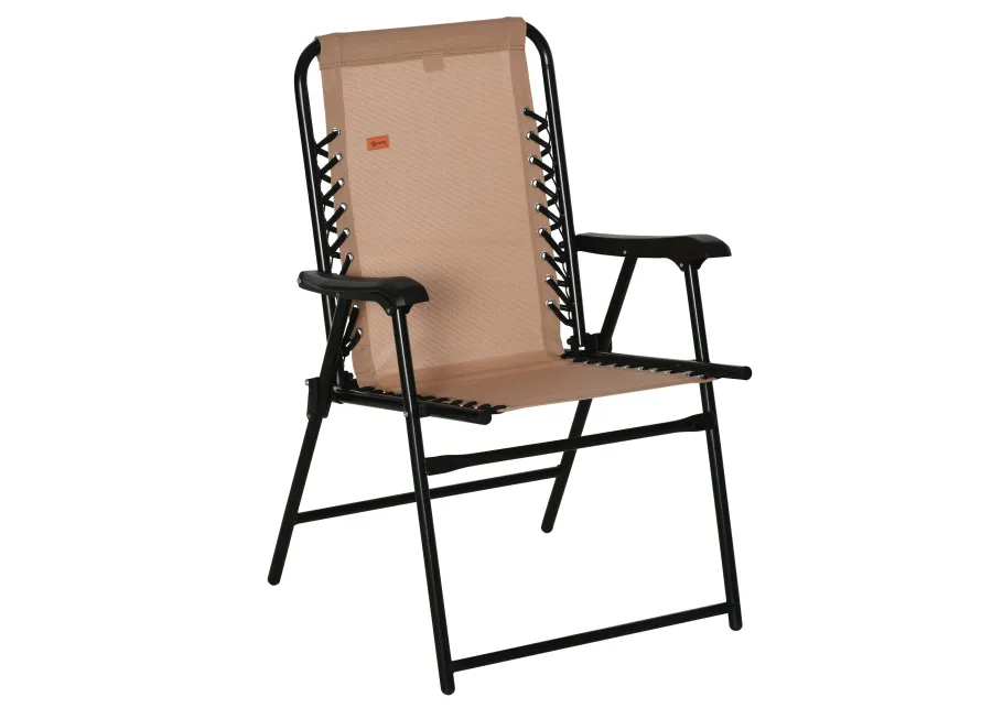 Beige Portable Seat: Folding Outdoor Armchair for Camping