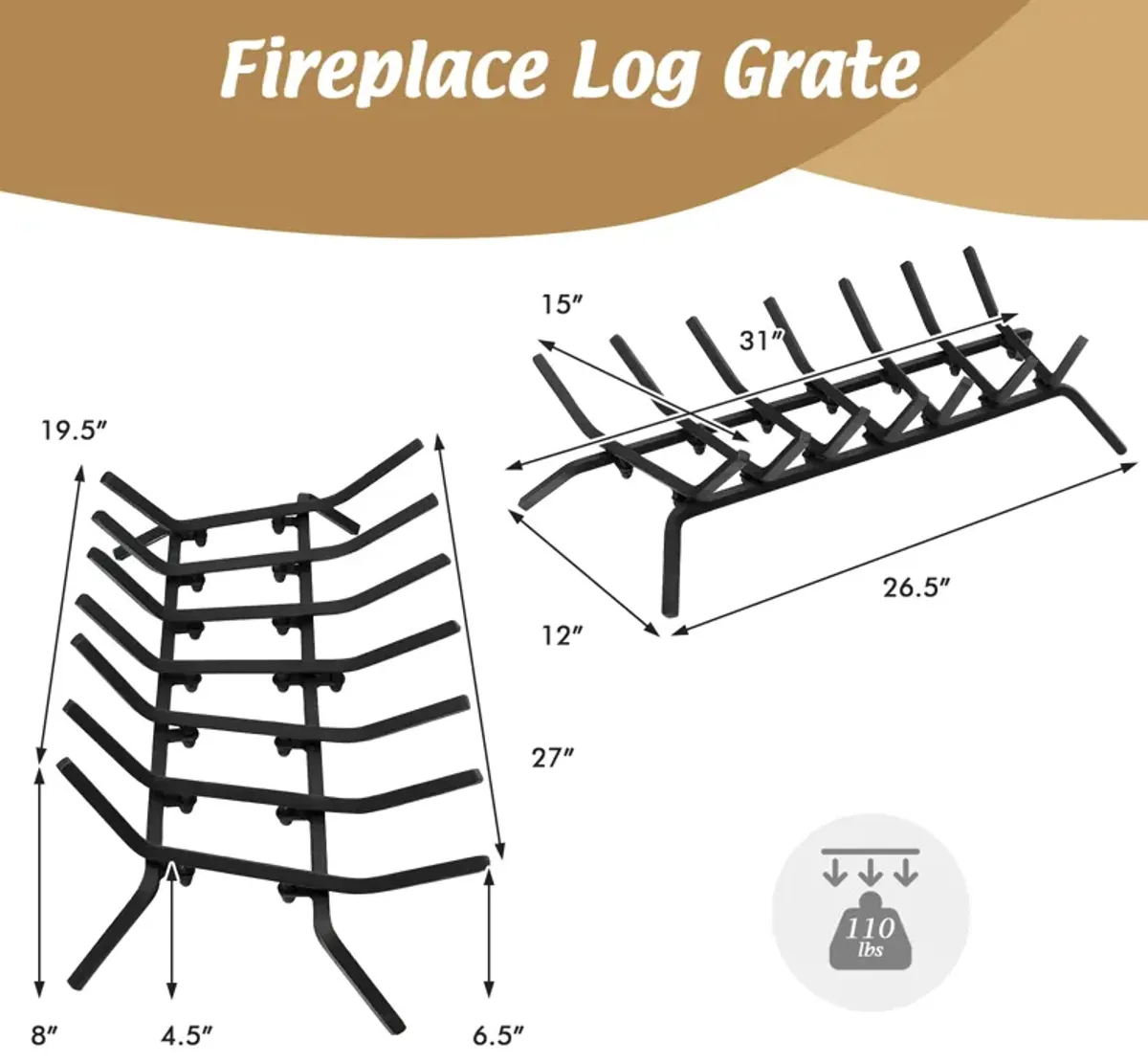 Fireplace Grate for Outdoor Fire Pit