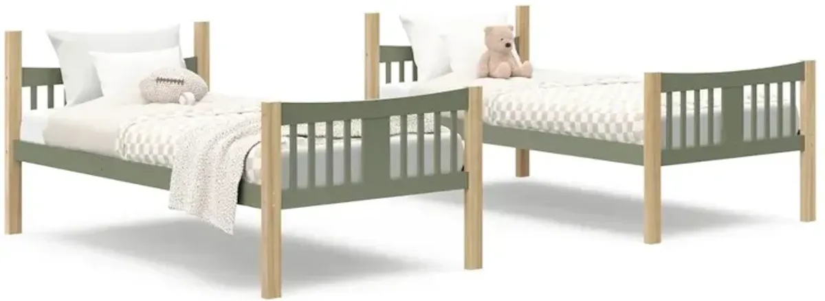 Storkcraft Caribou Twin-over-Twin Bunk Bed (Olive with Natural)