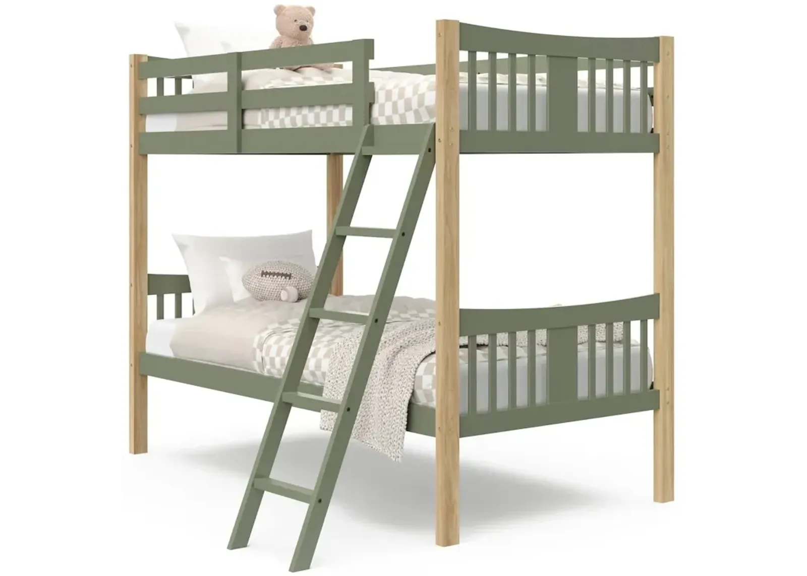 Storkcraft Caribou Twin-over-Twin Bunk Bed (Olive with Natural)