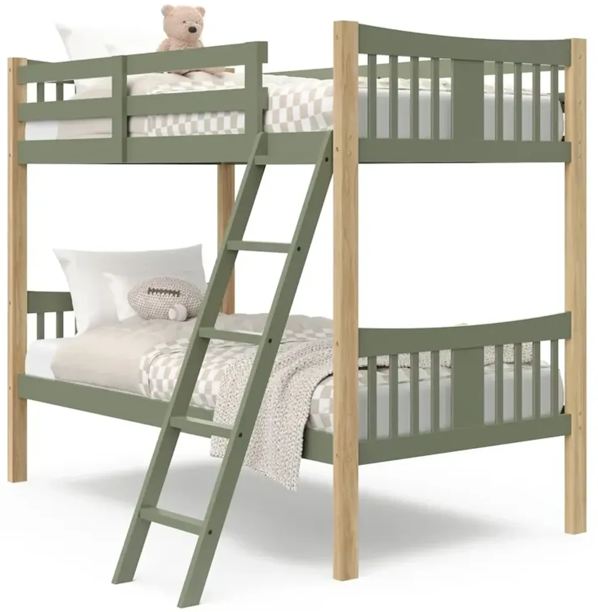 Storkcraft Caribou Twin-over-Twin Bunk Bed (Olive with Natural)