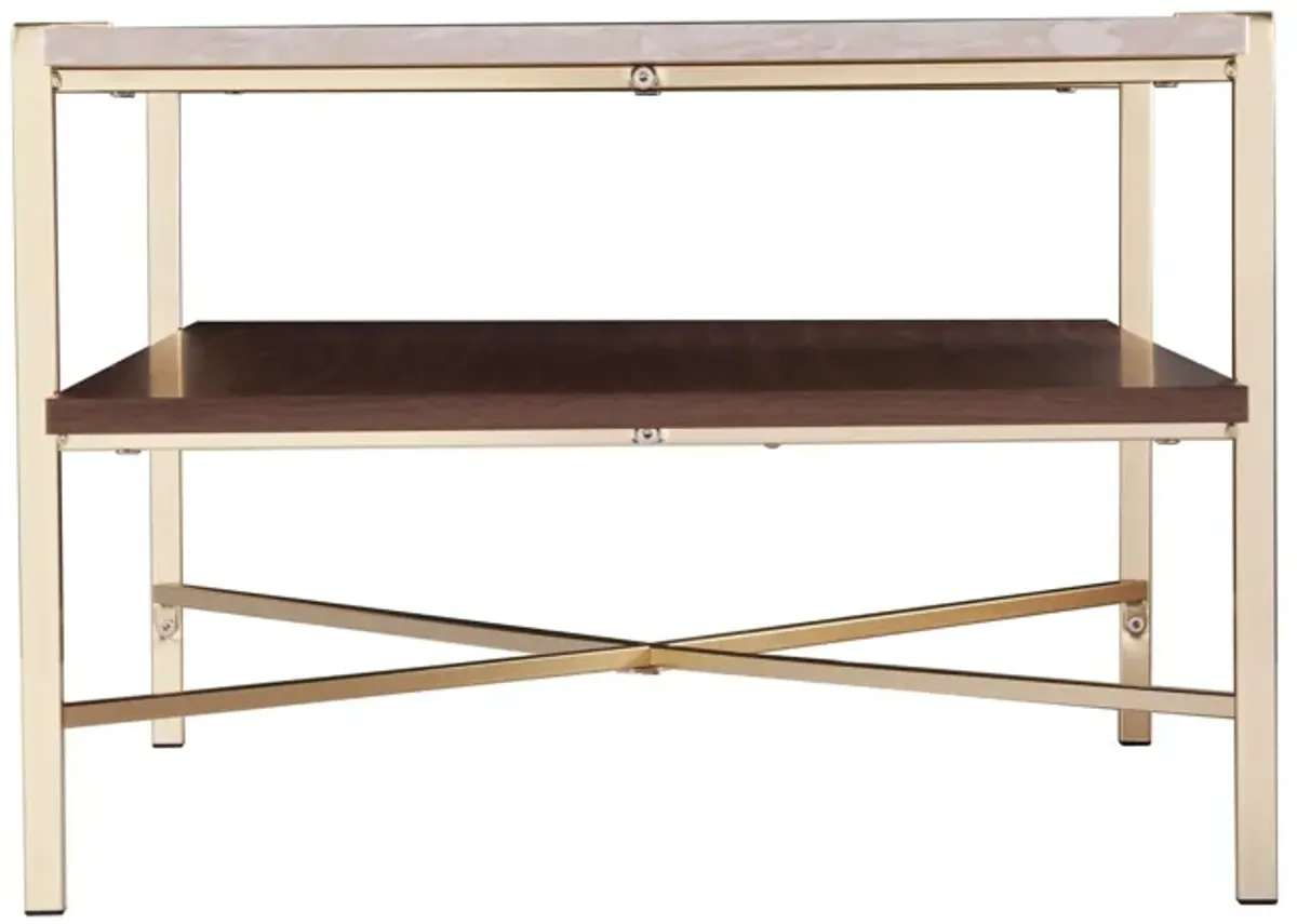 Hivvago 47" Brass Manufactured Wood And Metal Rectangular Coffee Table