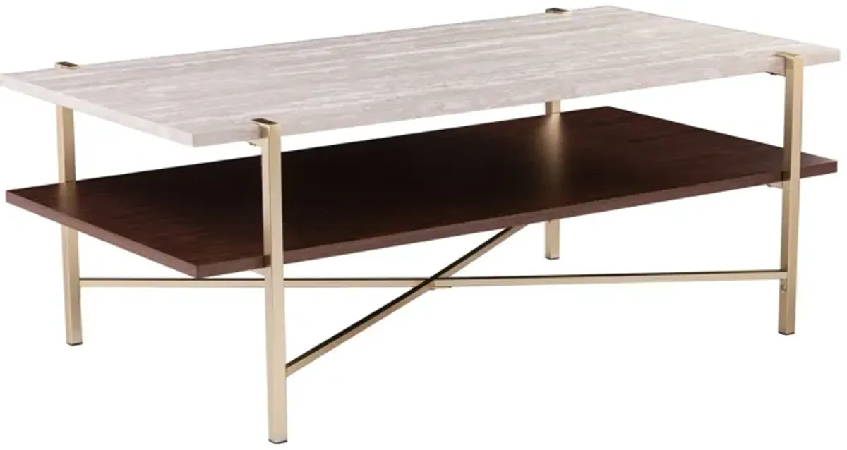 Hivvago 47" Brass Manufactured Wood And Metal Rectangular Coffee Table