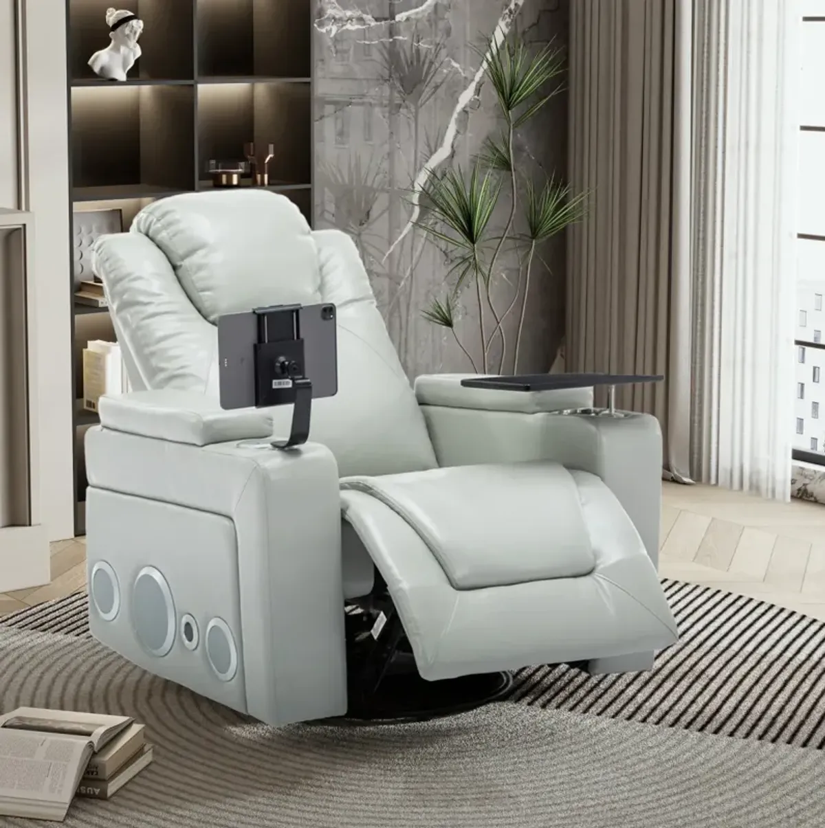 Swivel Power Recliner with Surround Sound & Storage